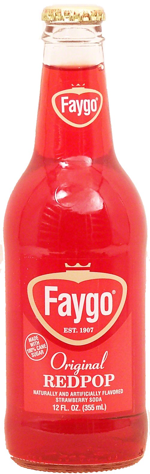 Faygo  original redpop, strawberry flavor soda, 100% cane sugar Full-Size Picture